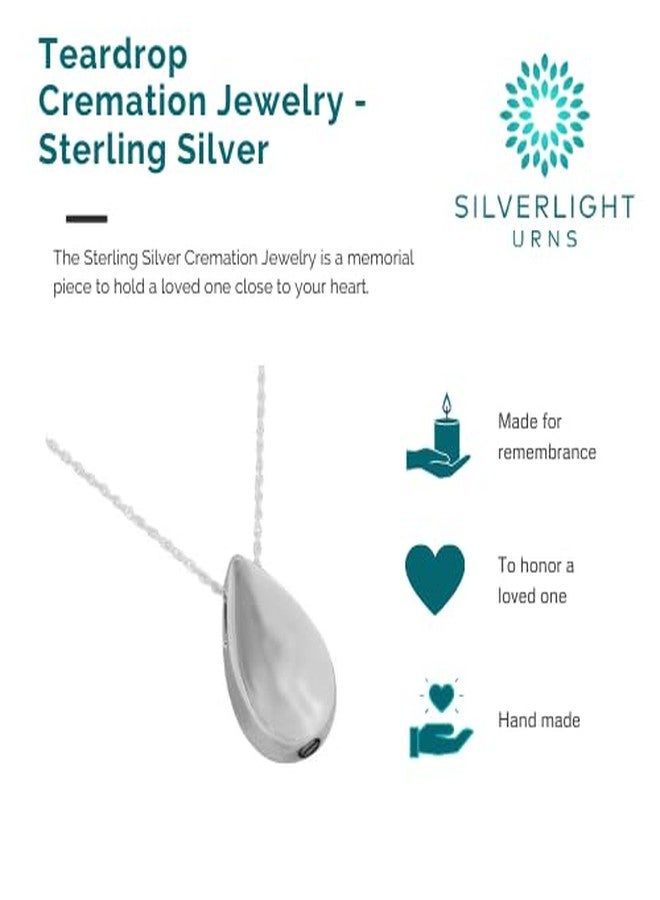 Silverlight Urns قلادة وسلسلة صغيرة على شكل دمعة من سيلفرلايت أورن لحفظ الرماد، مصنوعة من الفضة الإسترليني، مجوهرات لحفظ الرماد بعد حرق الجثث - Image 5